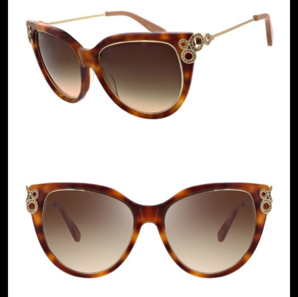 Brand New Oscar De La Renta Tortoise Beige Cat Eye